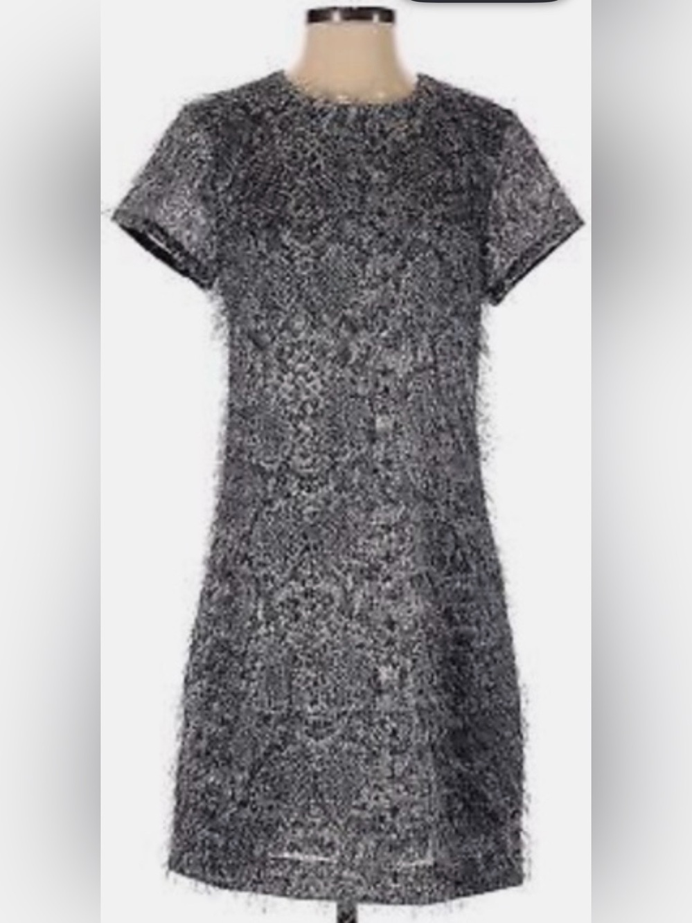 Banana Republic Gray Fuzzy Short-Sleeve Knit Dress NWT